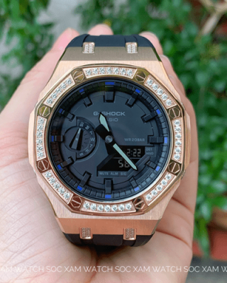 ga-2100 custom diamond rose gold