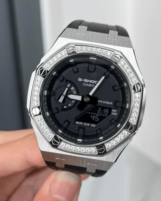 ga-2100 custom vien diamond silver